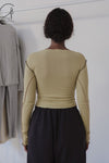 BASERANGE Ribbed Long Sleeve Top T-shirt TTVL Collection France BAS-TTVL-RB-AU23-HUILV Gray Green